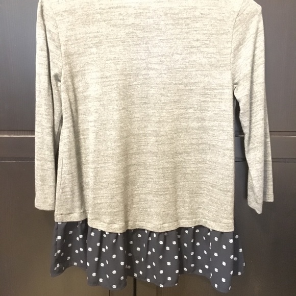 LOFT Layered One Piece. (mixed media) Blouse Gray - Picture 4 of 7